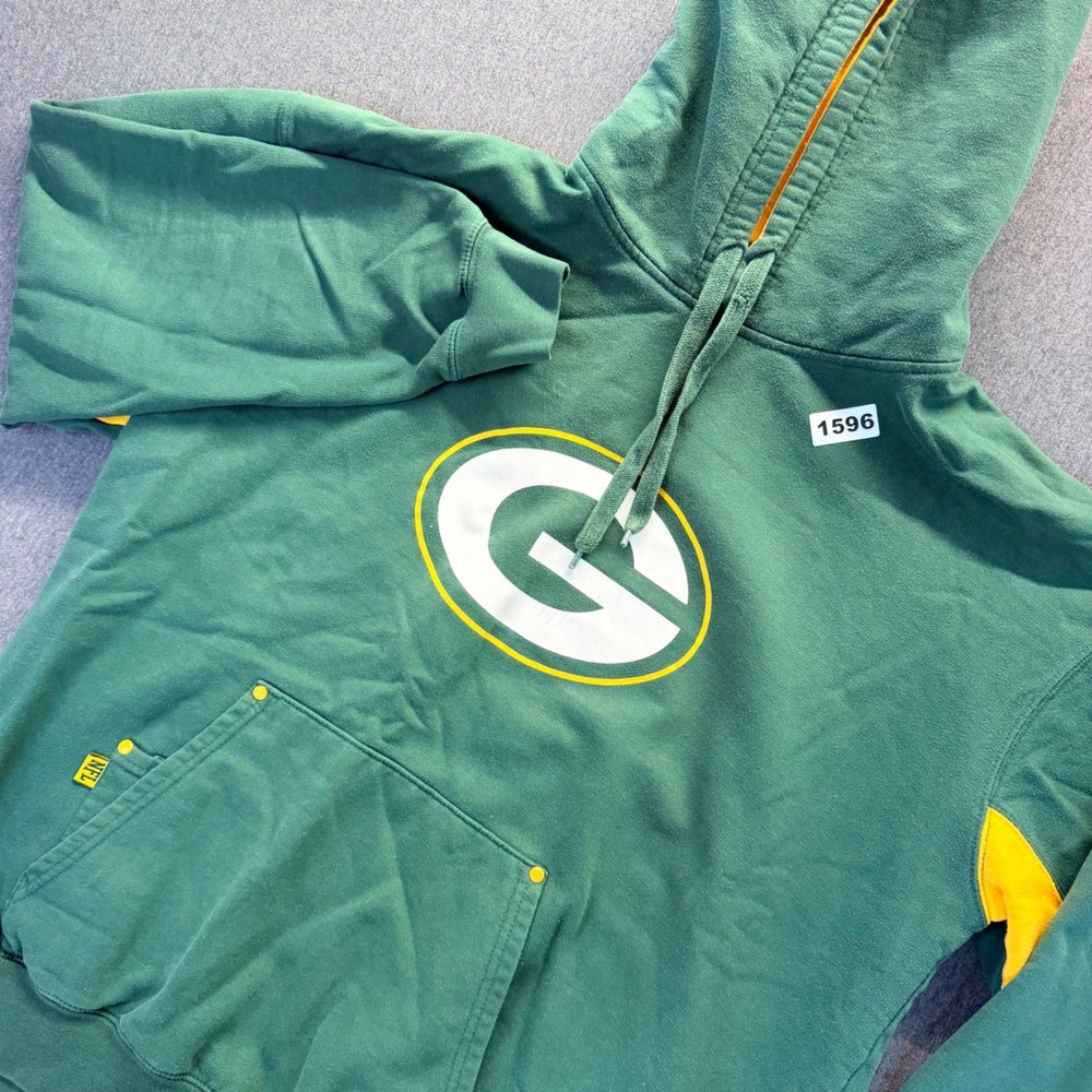NFL Team Apparel Green Bay Packers Hoodie Green Yellow Pullover Sweatshirt L